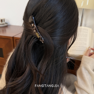 复古气质咖爱心晕染倒插梳醋酸边夹后脑勺高级感盘发发夹刘海夹