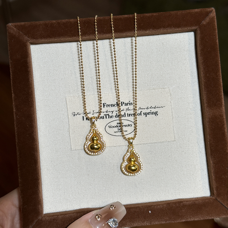 方糖家古法沙金葫芦闪珠项链