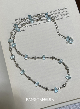 方糖家 爆闪天然托帕石算盘刻面切花满天星纯银项链轻奢高级感女