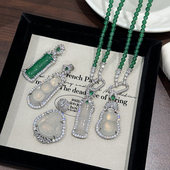 方糖家 新中式 万能回形针扣高冰玉髓葫芦佛公绿玛瑙项链国风