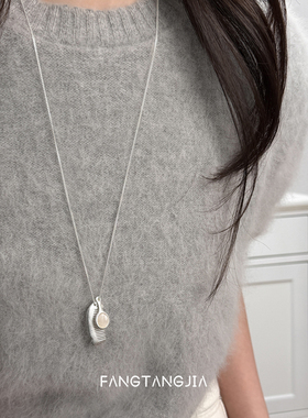 方糖家设计感贝母梳子长款项链