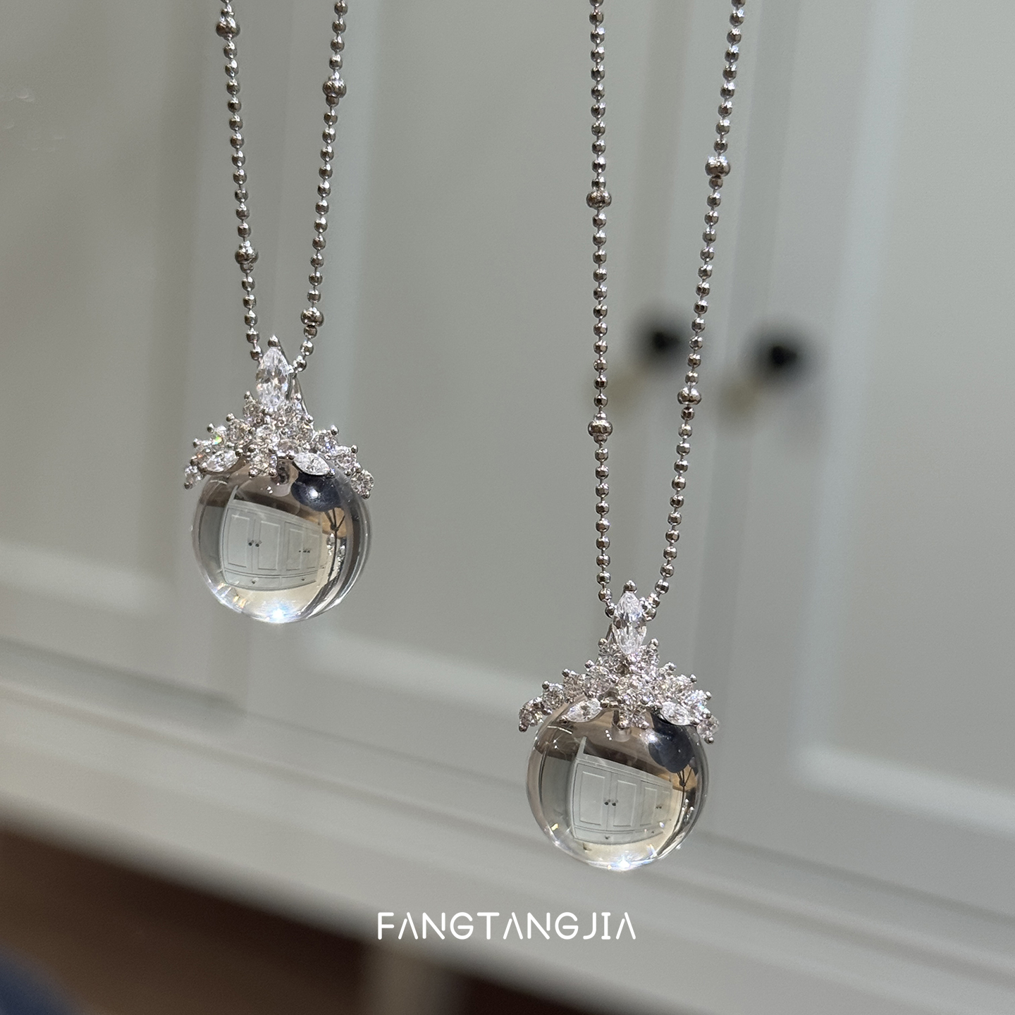 方糖家 天然净体双A白水晶冰雪皇后纯银项链轻奢高级感小众锁骨链