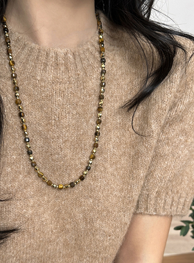 方糖家虎眼石方糖串珠毛衣链