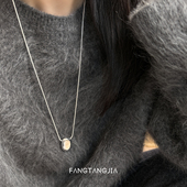 方糖家 时髦秋冬银色光面水滴蛇骨抽拉毛衣链2025新款 高级感项链