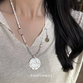 天然和田玉平安扣雕刻贝母珍珠项链轻奢2025新款 方糖家 新中式 女