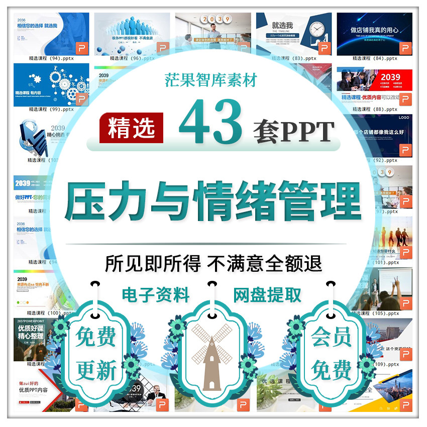 压力与情绪自我管理ppt模板素材企业员工职场心态培训讲座课件