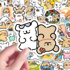 208张线条小狗的恋爱合照贴纸卡通可爱表情创意个性笔记本贴画DIY