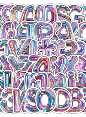 126张3D炫彩字母数字贴纸ins风高级感创意装饰笔记本手账自粘贴画