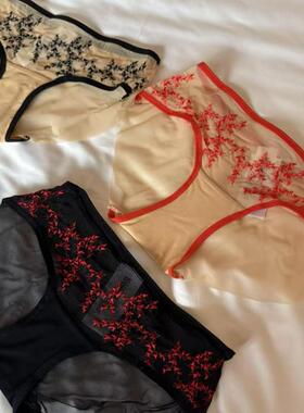 3条装蕾丝三角内裤女薄款纯棉裆纯欲低腰性感新款高级勾人短裤