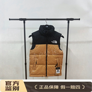 NF0A3JQQ 北面THE I0J 棕色 拼色印花拉链羽绒马甲 NORTH FACE