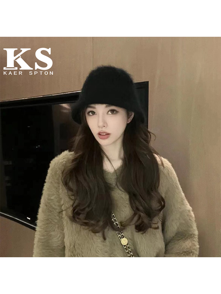 프랑스는 가을 겨울 여성용 일본 인터넷 연예인 토끼털 어부 모자를 구입하여 따뜻하고 다용도로 사용할 수 있으며 쇼 페이스 작은 버킷 모자 및 세면대 모자를 사용합니다
