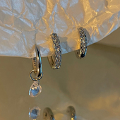 jennie同款 高级感耳环耳饰女 不对称水滴小耳圈锆石耳钉简约个性