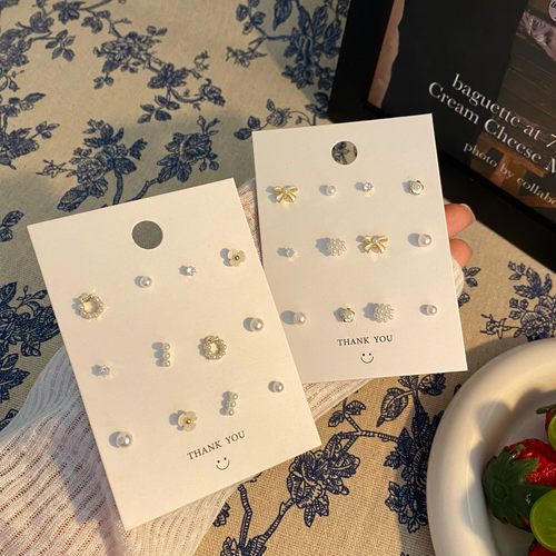 简约迷你珍珠蝴蝶结花朵耳钉