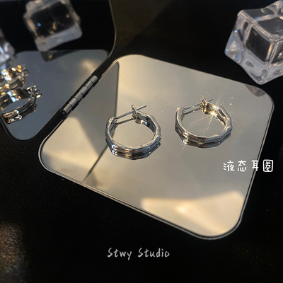 高级感小众设计耳圈耳扣素圈耳钉