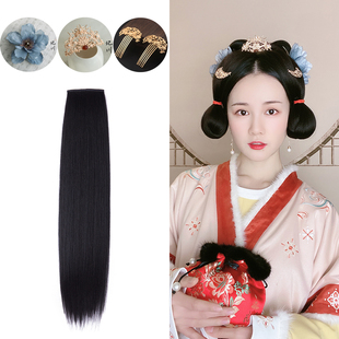 记川国风 唐袄仕女可爱发冠压鬓牡丹绢花微曲假发排原创发型套餐