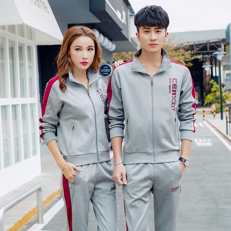 春秋款开衫情侣团体跑步服