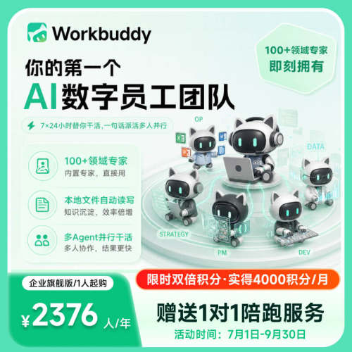 腾讯云Workbuddy企业旗舰版12个月团队高效智能AI办公助手