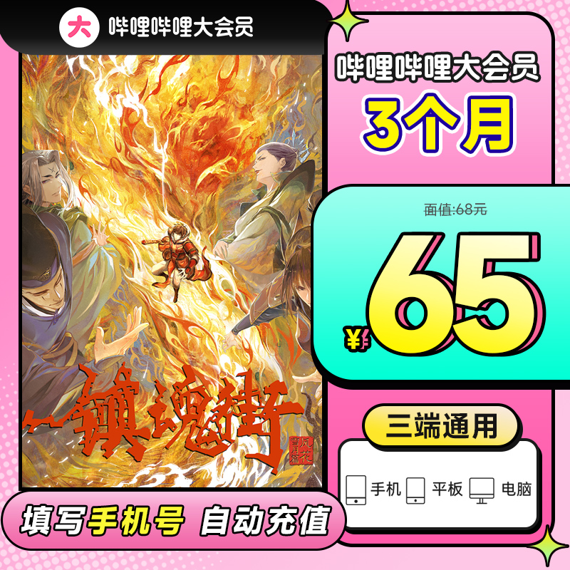 b站大vip会员哔哩哔哩大会员bilibili大会员3个月季卡 填手机直充