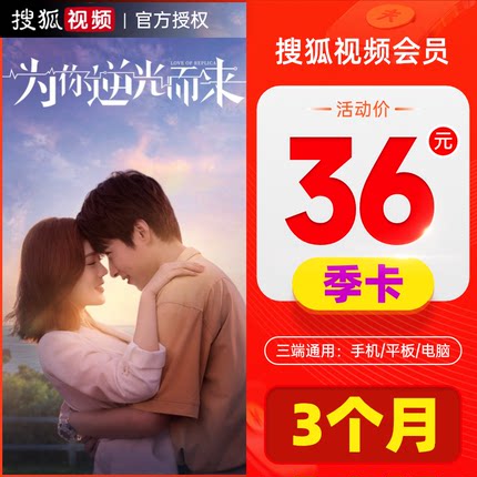 搜狐视频会员3个月搜狐视频VIP季卡视频会员影视会员三个月 直充