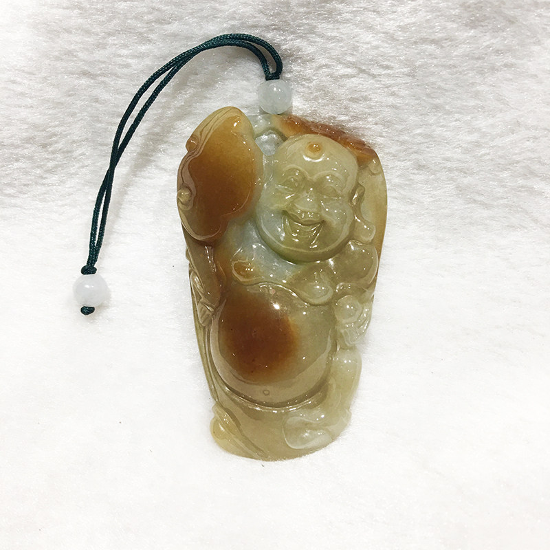 翡翠玉佛挂件天然翡翠玉红翡俏雕鸿运当头如意佛吊坠翡翠佛手把件