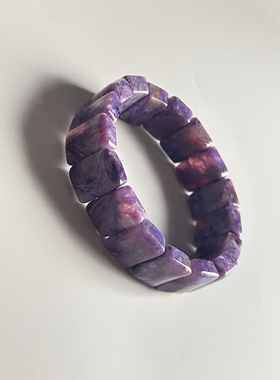 孤品清货 紫龙晶天然水晶玉化料黑冰玫瑰红纹石手牌 无人工加色