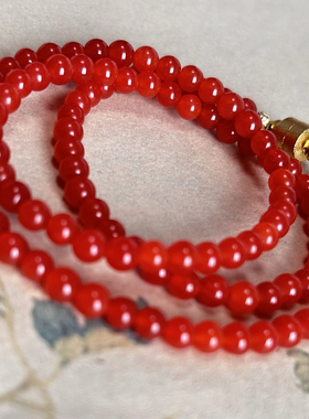 捡漏 红鸾满肉冰南红简约气质项链锁骨链 本命红 4咪珠44 cm韩版