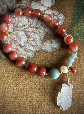 【幸福有余】年末福利冰飘南红蓝水天然珍珠925银 新年红本命年红