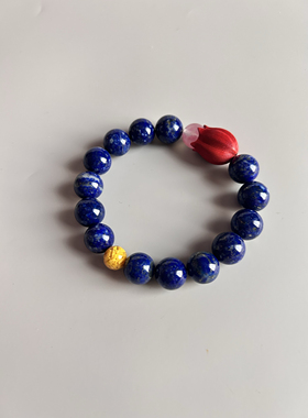 【爱-包容】青花瓷天然青金石朱砂雄黄樱花雨手串时尚婉约新中式