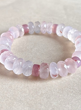 售罄 仅欣赏 高冰粉南红钻切珠闪亮单圈手串时尚小清新 拍不发