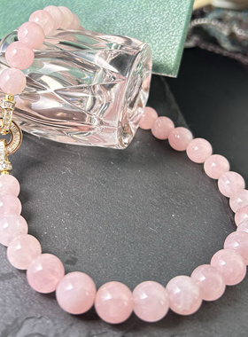 天然马达加斯加粉水晶洋气锁骨链桃花链单圈高级感韩版简约款11mm