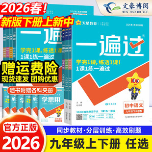 2026版 初三同步教材专项训练必刷练习册一课一练高效刷题辅导资料书 一遍过初中九年级下册上册数学物理化学语文英语政治历史人教版