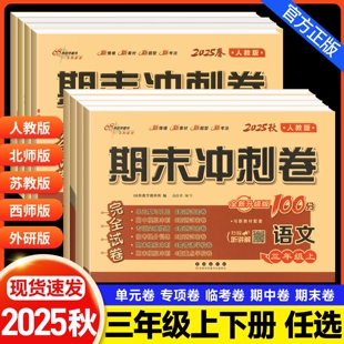 2025秋期末冲刺100分三年级语文数学英语试卷测试卷全套人教版 专项复习考试卷子 北师大苏教外研西师北京课改3同步练习册上下册单元