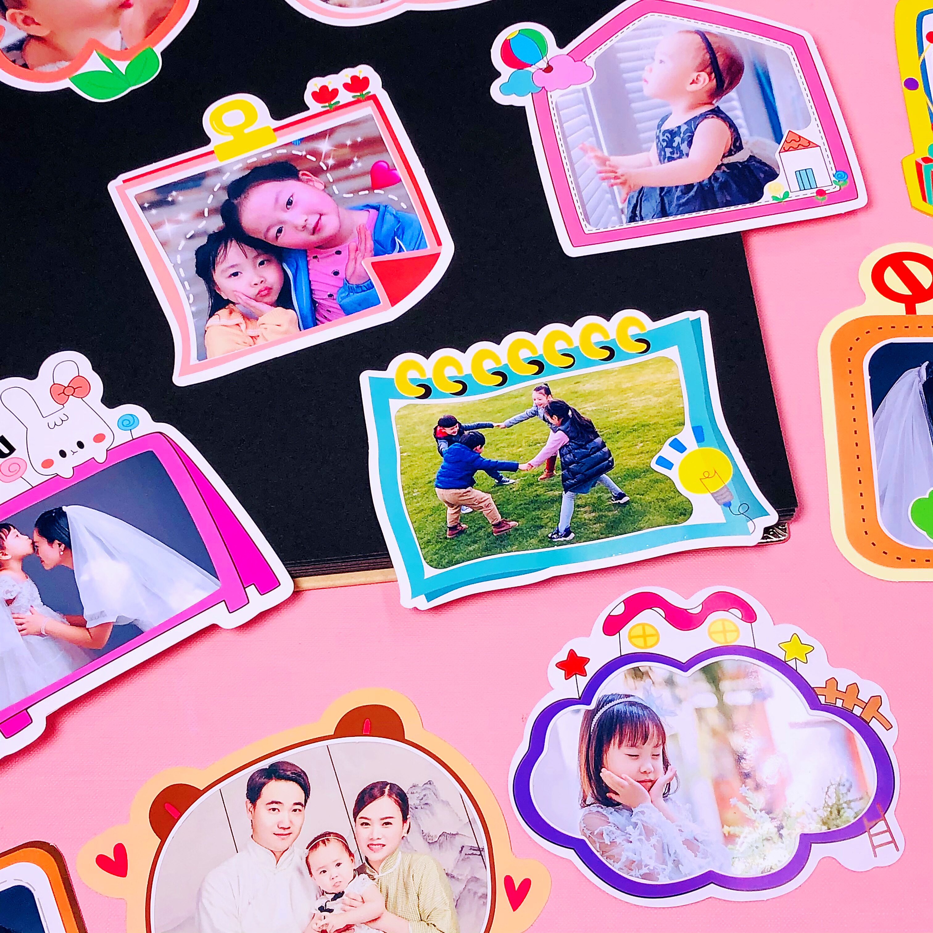 书写文本框贴纸幼儿园成长手册卡通diy装饰贴手工照片相框材料