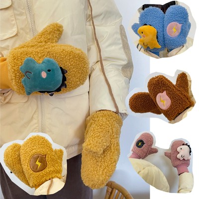 儿童手套男孩加绒2加厚3保暖4男生5冬天6男童7毛线8带绳9挂脖10岁