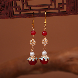 新中式国风长款流苏耳环女高级感古风汉服耳坠马面裙旗袍气质耳饰