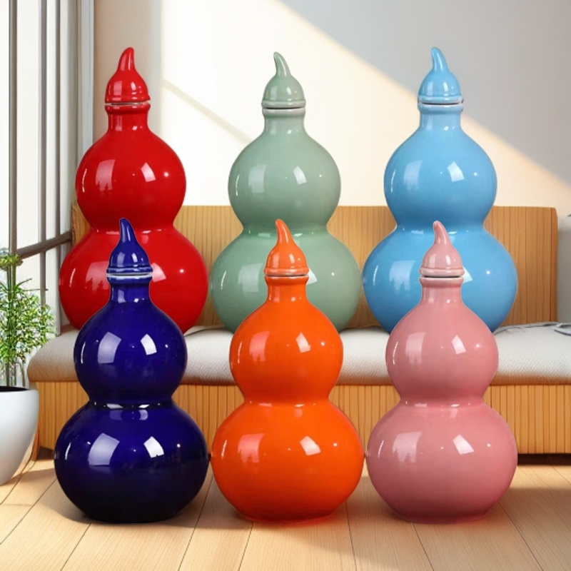 纯颜色陶瓷葫芦酒瓶空瓶1斤酒壶