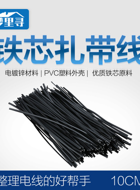 电镀锌铁丝扎线 扎丝扎带铁线电线 包塑扎丝 铁芯扎带1000根10CM