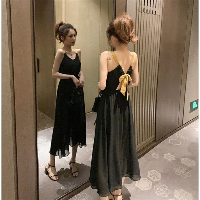 夏季新款赫本风雪纺吊带连衣裙女露背小心机女人味的黑色性感长裙|msdalam kategori Butik wanita / wanita, wanita saiz besar - dari Buy2taobao.com untuk memberikan perkhidmatan ejen Taobao profesional membeli