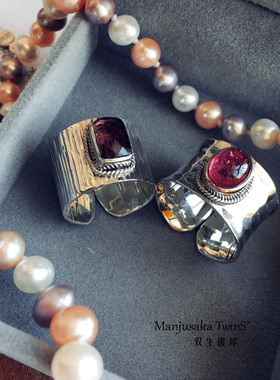 纯银饰品碧玺开口戒指