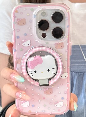 少女粉色星星Kitty猫适用iPhone17/17promax手机壳16promax光面磁吸壳13苹果17Pro全包壳15Pro
