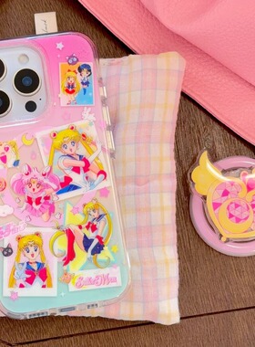 粉色美少女月野兔适用iPhone16/15promax手机壳16promax光面磁吸壳13苹果14Pro全包壳15Pro