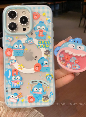 可爱卡通厨师丑鱼适用iPhone17/17promax手机壳16promax二合一磨砂磁吸壳13苹果17Pro全包壳15Pro