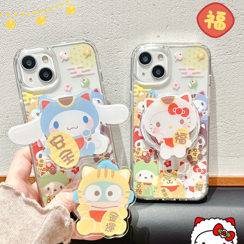 可爱招财丑鱼大耳狗Kitty适用iPhone17/17promax手机壳半透明亚克力磁吸壳13/14苹果15Promax