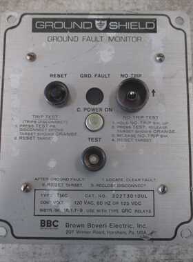 BBCGroundShield地面故障监视器202T3010UL120VAC60Hz125VDC