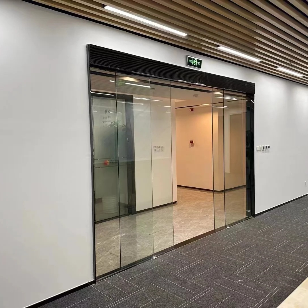 写字楼自动地弹簧门酒店商铺感应钢化玻璃人脸门公司电动玻璃大门