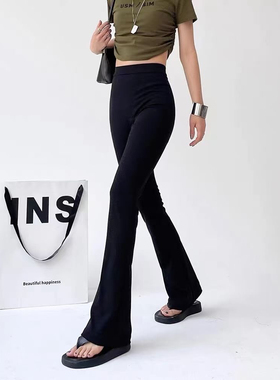 集美丽华240802弹力喇叭裤显高显瘦修身高腰时尚简约2024年加绒