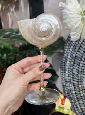 轻奢个性天然海螺贝壳高脚杯手工创意香槟红酒杯子伴手礼