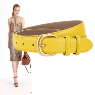毛衣长裙牛仔裤 衬衫 皮草配饰小皮带 饰腰带女式 2.8厘米黄色真皮装