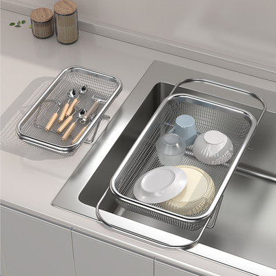 日本304不锈钢伸缩沥水篮沥水架水槽洗菜盆洗碗池水池碗碟滤水架