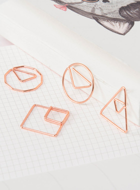 几何形简约金属电镀曲别针回形针书签创意可爱回形针夹子盒装